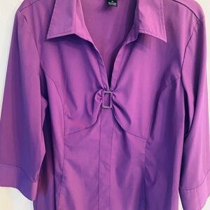 Style & Co. Chic Violet Blouse with Front Buckle Stetchable Fabric